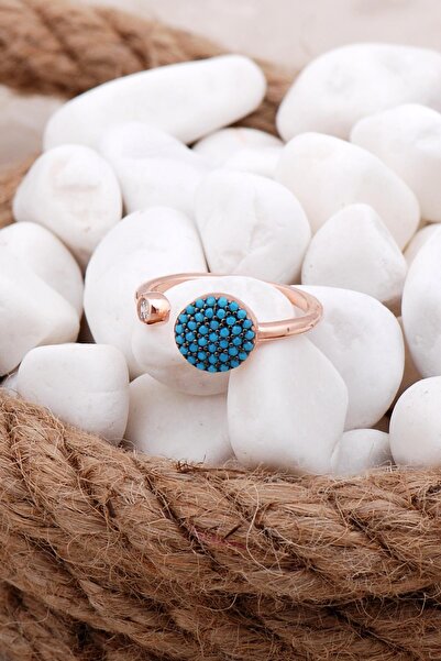 Sümer Telkari Turkuaz Taşlı Rose Gümüş Yüzük 3522