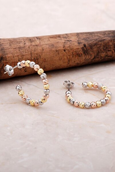Sümer Telkari Dorika Rose Altın Yaldızlı 925 Ayar Gümüş 21 Mm Halka Küpe 5027