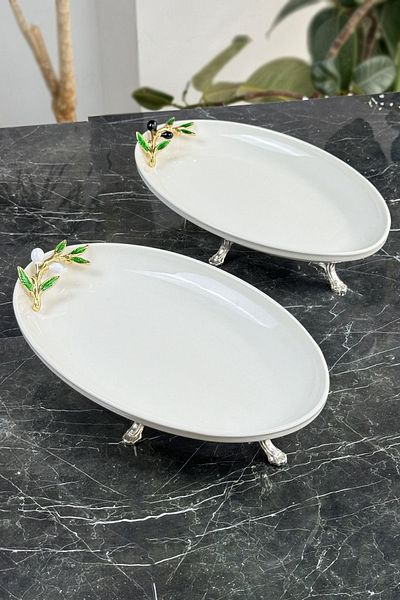 MAY HOME Olive 2-Piece Oval Serving Plate - Serving Set