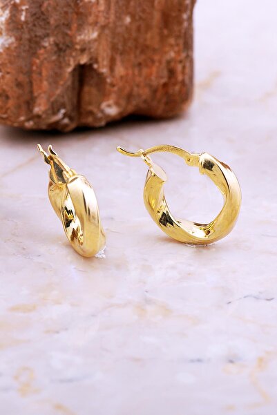 Sümer Telkari 17 Mm Kalın Burgu Altın Kaplama Gümüş Halka Küpe 7045