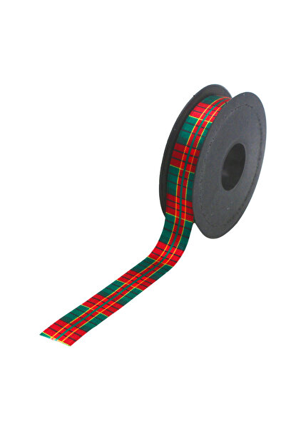 Yusuf Dirik YD Party Supplies Yılbaşı Tema Ekoseli Saten Kurdele 3 mt Uzunluk 2 cm Genişlik