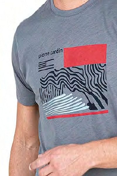 Pierre Cardin 6044 Ανδρικό κοντομάνικο χτενισμένο βαμβακερό σετ πιτζάμα-γκρι