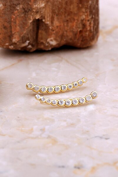 Sümer Telkari Su Yolu Tasarım Altın Kaplama Gümüş Küpe 6954