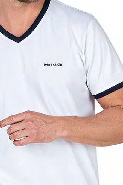 Pierre Cardin 6040 Ανδρικό κοντομάνικο σορτς πιτζάμα-λευκό
