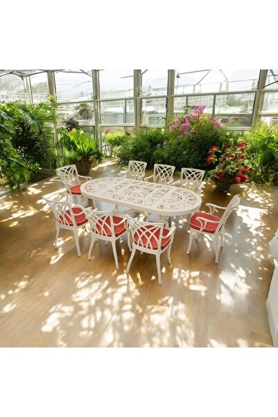 ReHome Line 8 Kişilik Döküm Bahçe Masa Takımı | Rehome