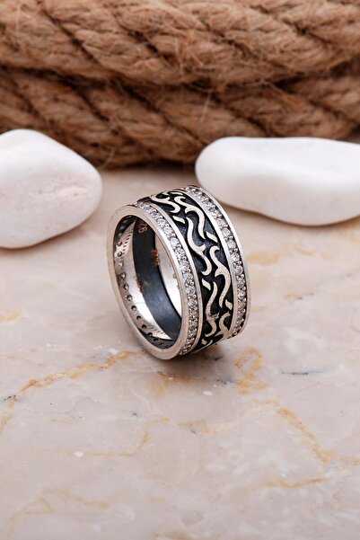 Sümer Telkari Tasarım Elişi Taşlı Gümüş Kadın Alyans 11