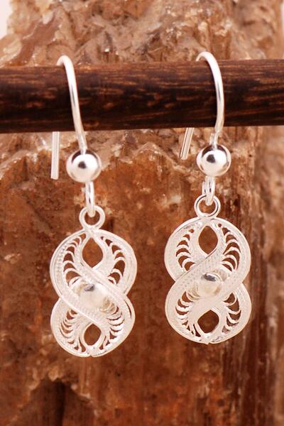 Sümer Telkari Telkari İşlemeli Elişi Sonsuzluk Gümüş Küpe 7001