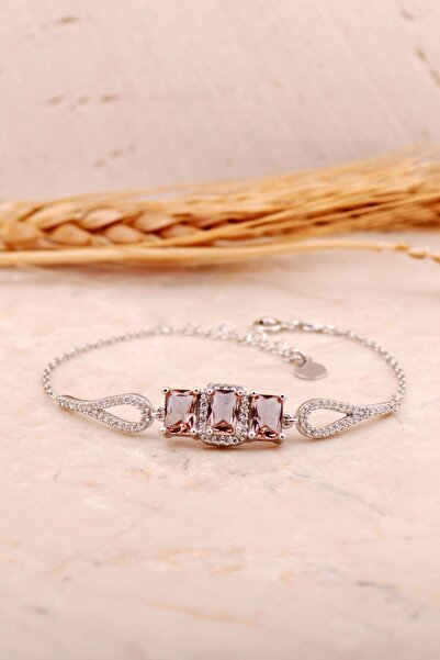 Sümer Telkari Renk Değiştiren Sultan Taşlı Baget Rodyumlu Gümüş Bileklik 4490