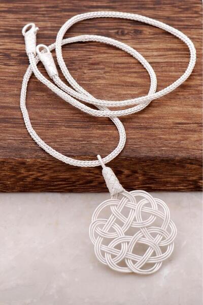 Sümer Telkari Aşk Düğümü Kazaziye İşlemeli Gümüş Kolye 6710