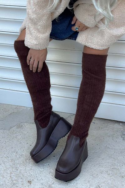 Shoebutik Danilo Bitter Brown Knitwear Stretch Γυναικείες Μπότες