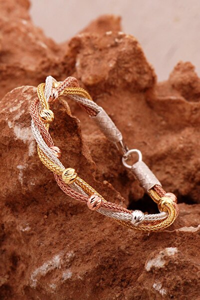 Sümer Telkari Dorissa Kazaziye İşlemeli Burgu Tasarım Altın ve Rose Kaplama G...