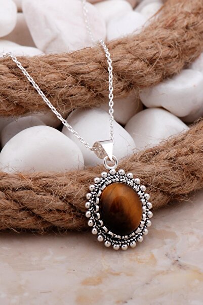 Sümer Telkari Kaplan Gözü Telkari İşlemeli Gümüş Kolye 7814