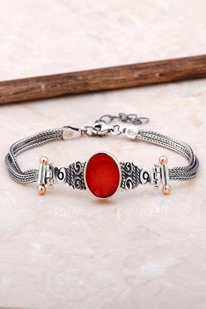 Sümer Telkari Mercan Elişi Tasarım Gümüş Bileklik 3448