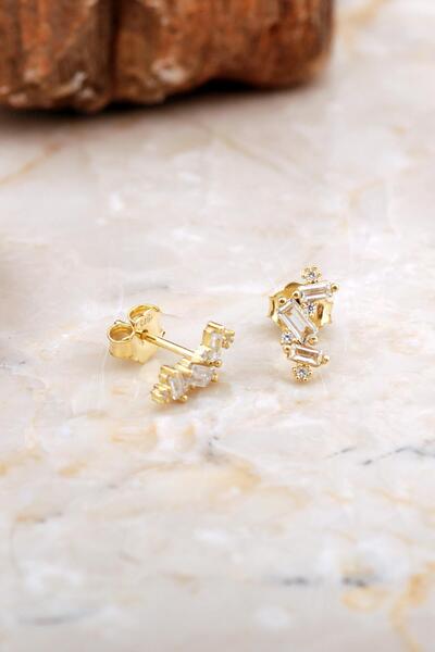 Sümer Telkari Baget Mini Tasarım Altın Kaplama Gümüş Küpe 6926