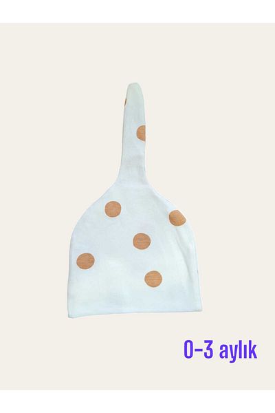 Alpar Tekstil Soft Cotton Double Layer Combed Cotton Baby Girl/Newborn Beret 0-3 Months/Tan Spotted