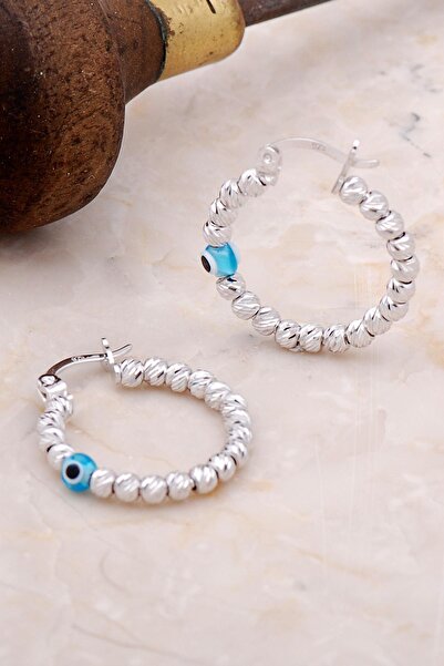 Sümer Telkari Toplu Dorissa Gümüş Nazar Boncuklu Halka Küpe 4952