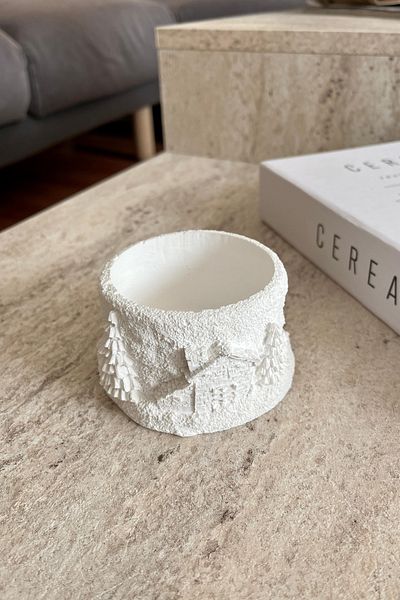 Mandalin Art Studio New Year's Concept White Concrete Box - Bowl