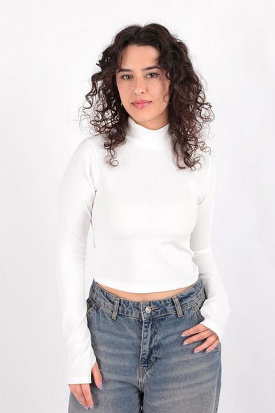 Hadise 2166 Stand Collar Finger Snap Crop