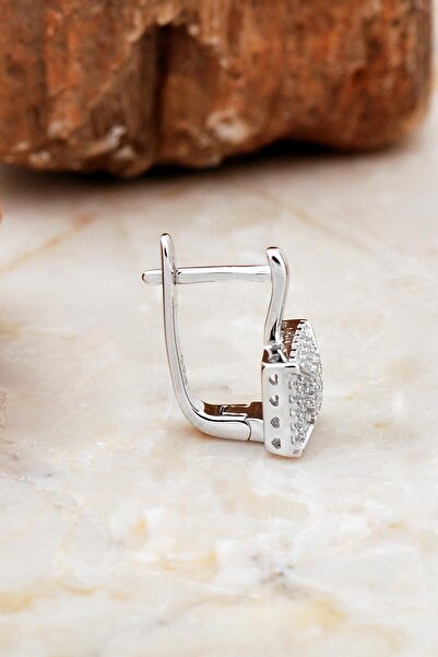 Sümer Telkari Zirkon Taşlı Rodyumlu Parlak Gümüş J Küpe 6959