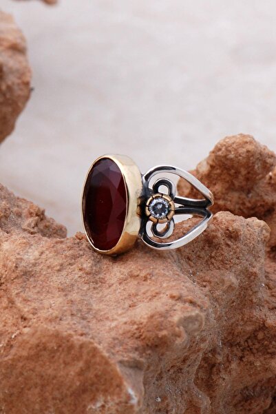 Sümer Telkari Yakut Elişi Tasarım Gümüş Yüzük 3083