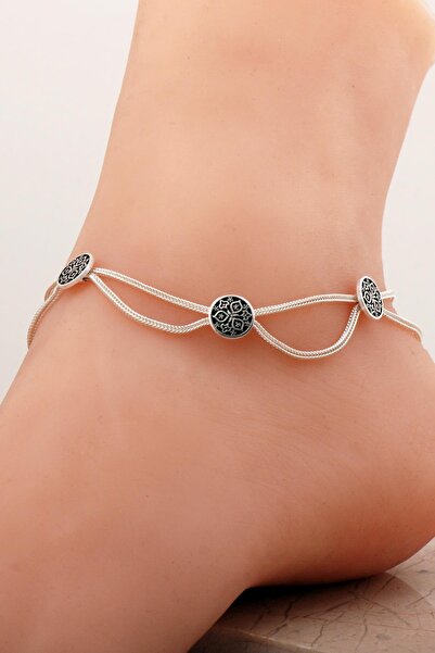 Sümer Telkari Anadolu Motifli Hasır Elişi Gümüş Halhal 387