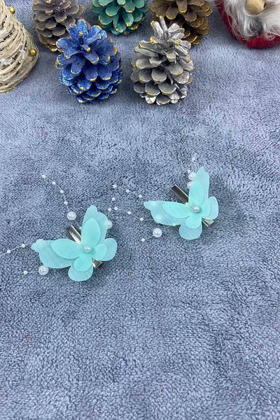 Hobigram Χειροποίητο Water Green Butterfly Barrette Οργάνωση Κοριτσίστικο Barrette Αξεσουάρ μαλλιών Παιδικό Barrette