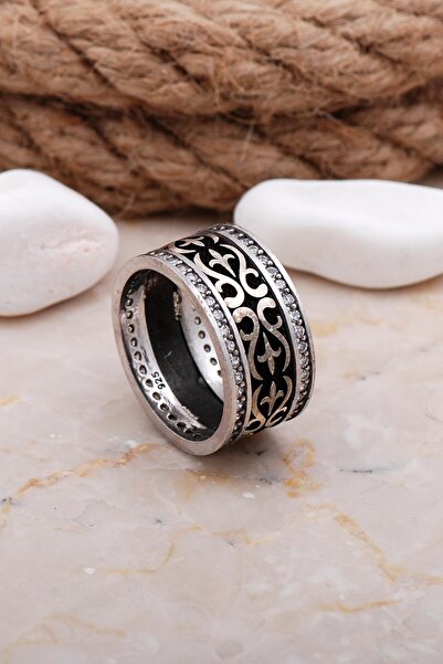 Sümer Telkari Tasarım Elişi Taşlı Gümüş Kadın Alyans 01