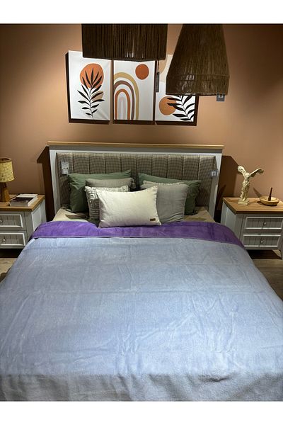 Sesli Bohemhouse Double Sided Plain Cotton Blanket - 2000Gr 200X220Cm