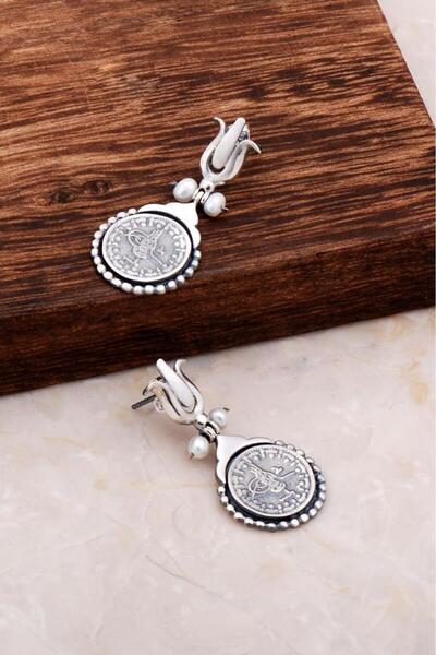 Sümer Telkari Antik Tasarım Sikke Gümüş Küpe 4781