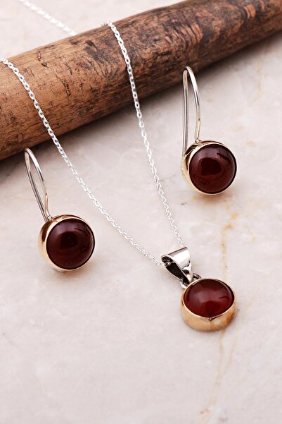 Sümer Telkari Akik Taşlı Trend Elişi Gümüş Set 2300