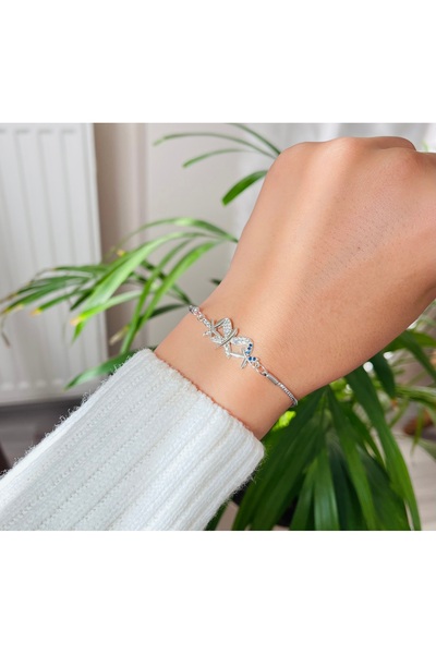 RM Bijuteri سوار فولاذي على شكل فراشة مكون من 3 قطع من حجر الزركون