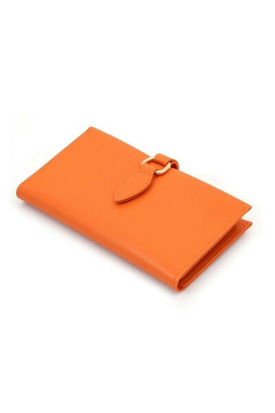 Çanta Trend Suni Deri Turuncu Renk Telefon, Kredi Kartı Bozuk Ve Kağıt Para B...