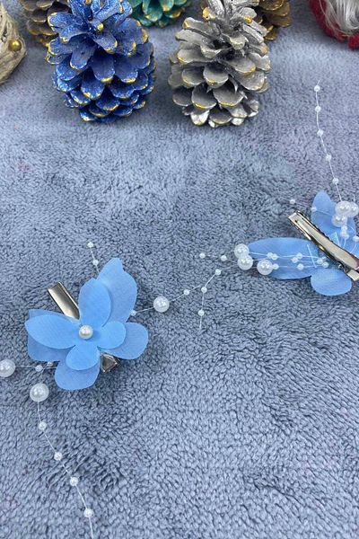 Hobigram Cataramă cu fluture albastru pentru bebeluși, realizată manual, cataramă pentru fete, accesoriu pentru păr, cataramă pentru copii