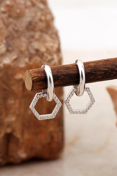 Sümer Telkari Rodyumlu Petek Gümüş Zarif Küpe 6956