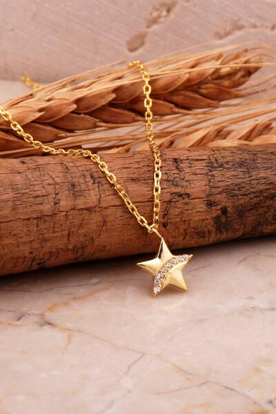 Sümer Telkari Yıldız Mini Altın Kaplama Gümüş Kolye 7986