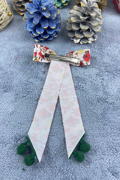 Hobigram Χειροποίητο Santa Claus Green Pompom 2024 Barrette Πρωτοχρονιάτικο κλιπ μαλλιών