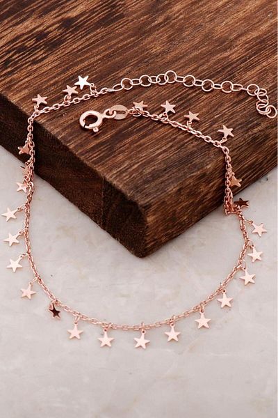 Sümer Telkari Star Design Rose Silver Anklet 209