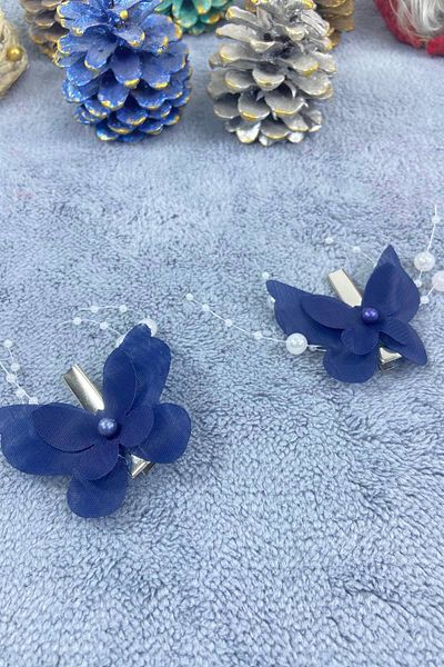 Hobigram Χειροποίητο Navy Blue Butterfly Barrette Οργάνωση Κοριτσίστικο Barrette Αξεσουάρ μαλλιών Παιδικό Barrette