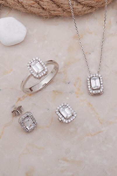 Sümer Telkari Baget Rodyumlu Gümüş Set 2585