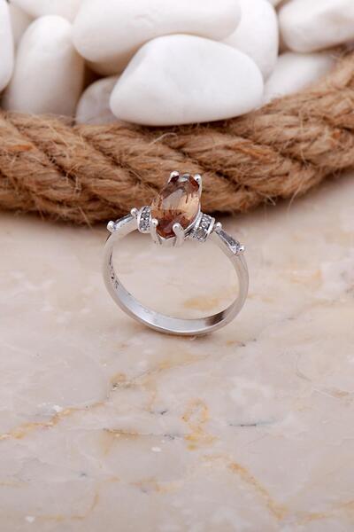 Sümer Telkari Renk Değiştiren Sultan Taşlı Mekik Rodyumlu Gümüş Yüzük 3553