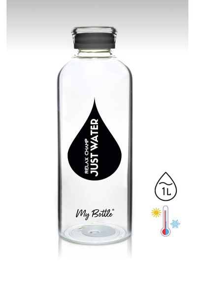 MİMOZA PARK 1 Liter Healthy Glass Water Bottle - Leak Proof Flask and Water Bottle Borosilicate Glass (with Lid Seal)