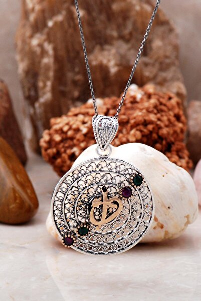 Sümer Telkari Telkari Işlemeli Elif Vav Harfli Tasarım Gümüş Kolye 3912