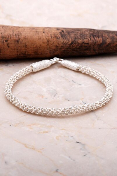 Sümer Telkari Kazaziye Tığ Örgü Gümüş Elişi Bileklik 3543