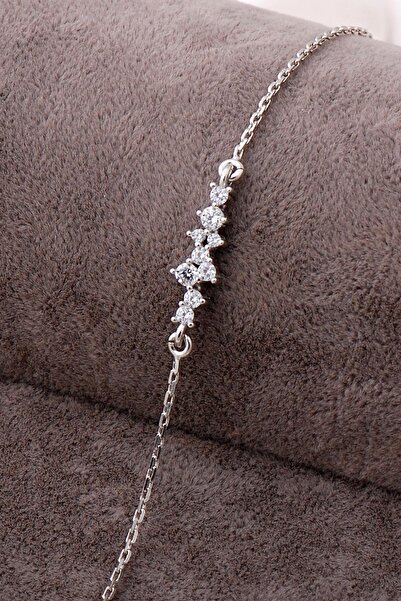 Sümer Telkari Lady Rodyumlu Sıra Taşlı Gümüş Bileklik 3969