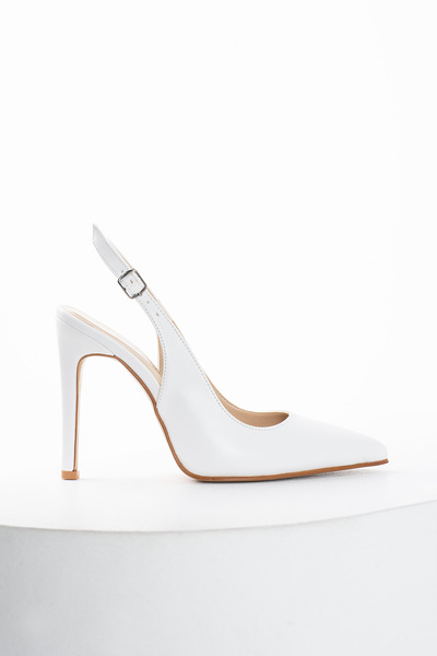 La Limar 10.5 cm White Skin Pointed Toe Women's Heeled Shoes
