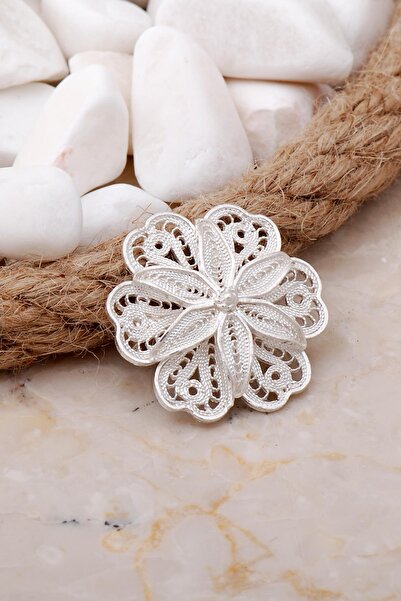 Sümer Telkari Çiçek Telkari Elişi Gümüş Broş 354