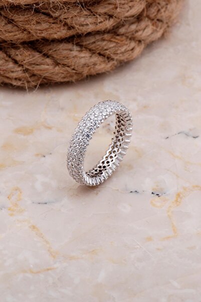 Sümer Telkari Tamtur Üç Sıra Rodyumlu Gümüş Yüzük 2657