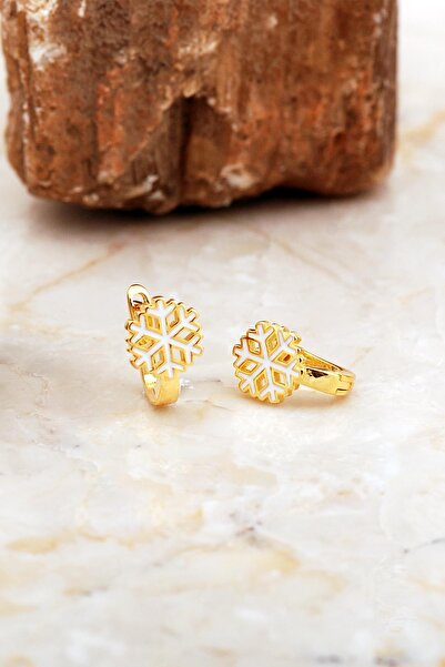 Sümer Telkari Mineli Kar Tanesi Altın Kaplama Gümüş Çocuk Küpesi 7094