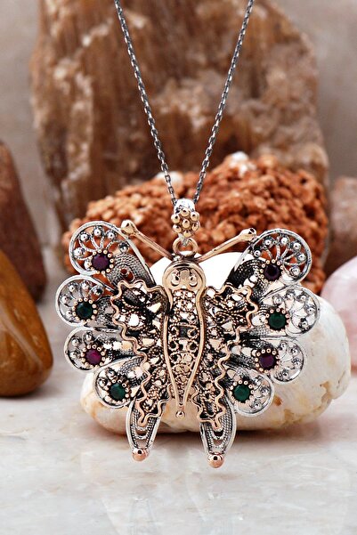 Sümer Telkari Telkari İşlemeli Tasarım Kelebek Kolye 6702