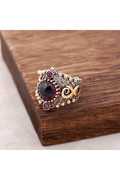Sümer Telkari Ametist Taşlı Telkari Işlemeli Gümüş Yüzük 2495